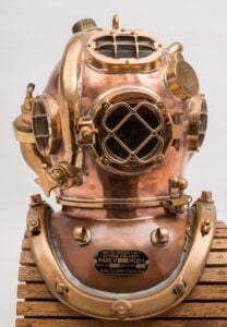 Couple’s diving-helmet collection nets