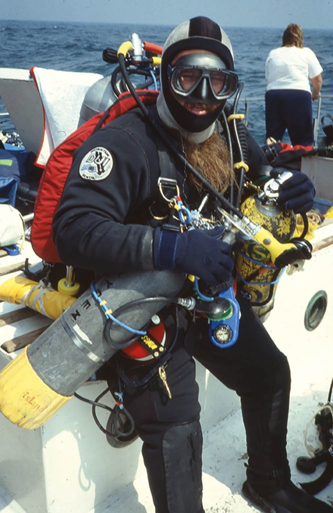 Wings Stocks prepares to dive on the Andrea Doria wreck.