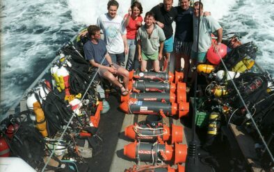 Another sub-100m expedition, this time for the Britannic 1998 dive team, showing off their AquaZepp DPVs.