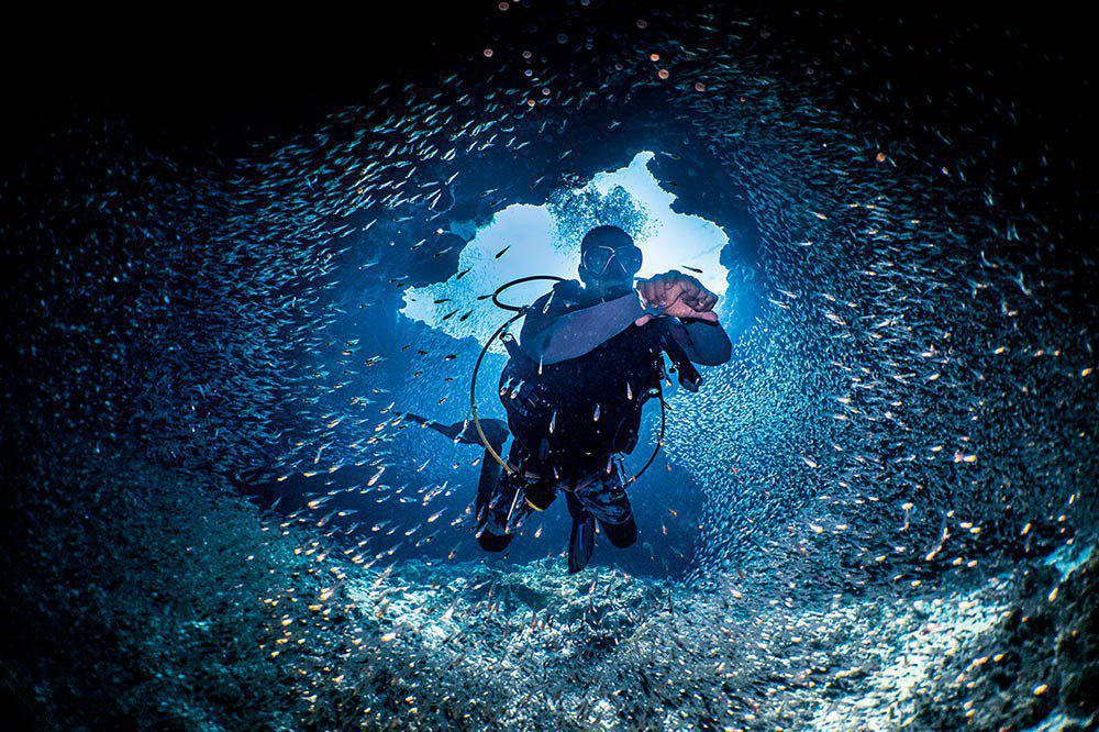 Scuba Diver in Blue Hole