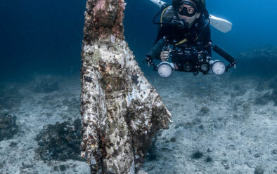 A statue of the Virgin Mary, placed at Gato island to discourage destructive fishing practices.