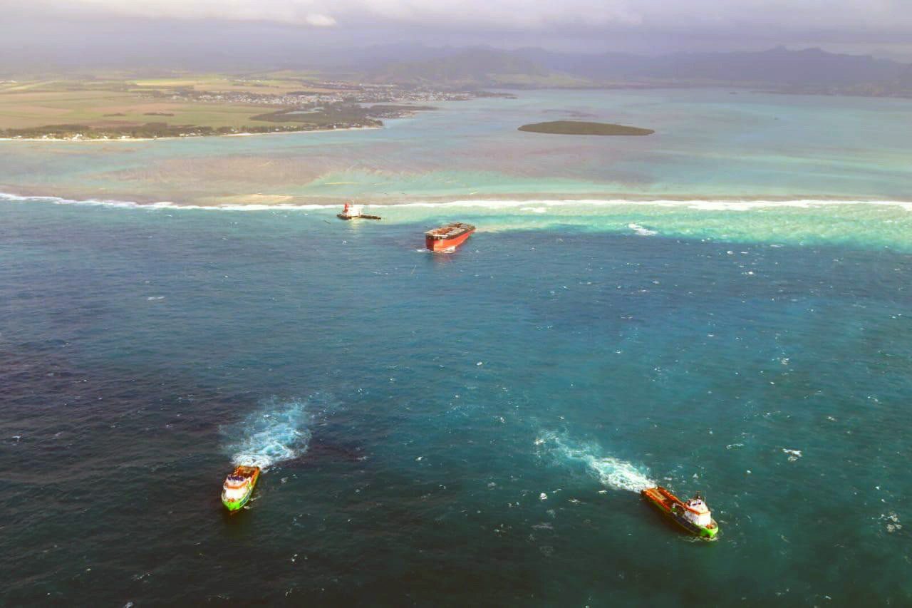 The Wakashio grounded in Mauritius (MTPA)