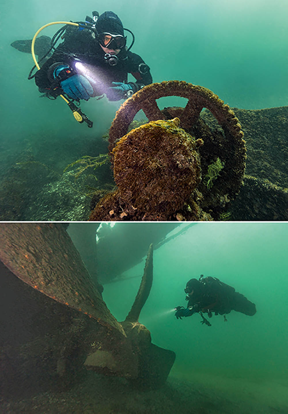 Gear and prop on the Conestoga wreck.
