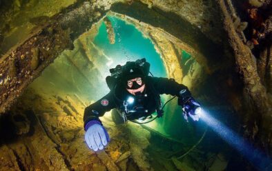 Diving on the Coln at Scapa Flow.