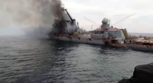 Moskva warship sinking in Black Sea
