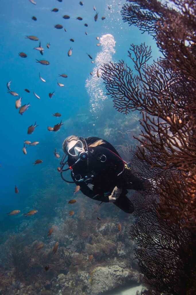 Catherine sukeltamassa Grenadassa