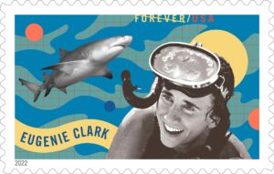 Stamp showing Shark Lady Eugenie Clark
