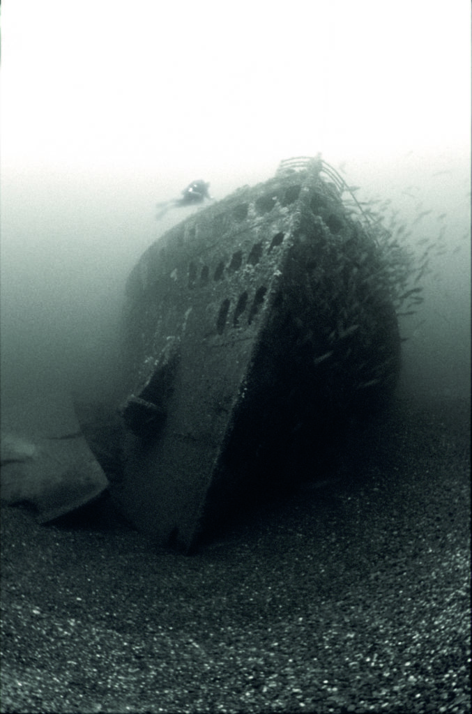 The money shot of the Justicia that paved the way for the pioneering deep wreck time-exposure photography