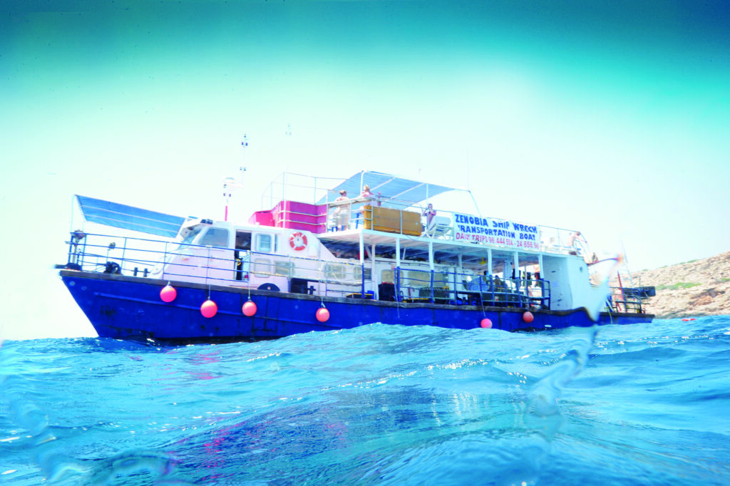 Arriving by diveboat Zenobia Queen