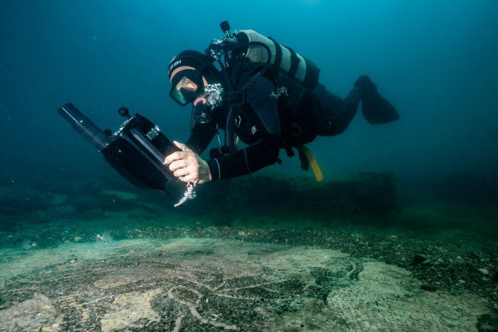 Diver at the Baia Roman site
