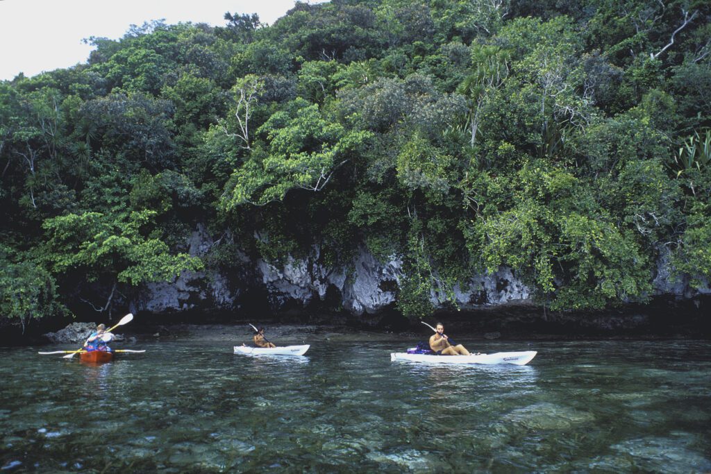 Caption: Kayaking at the Rock Islands