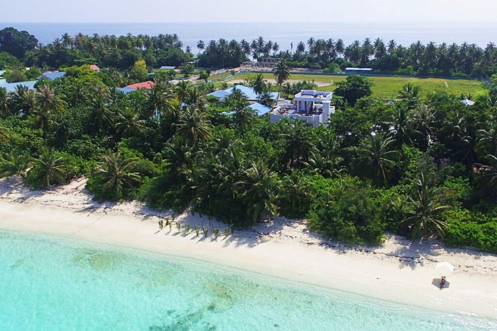 Het Boutique Beach-hotel op Dhigurah op de Malediven