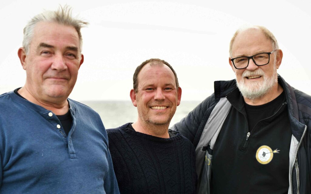 From left, maritime archaeologist Christian Lemée, ships and materials degradation specialist David Gregory and expedition leader Gert Normann Andersen (JD-Contractor / SWMJ)