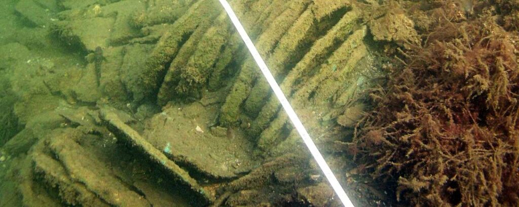 Copper ingots on the Skafto Wreck (Jens Lindstrom / Bohuslans Museum)