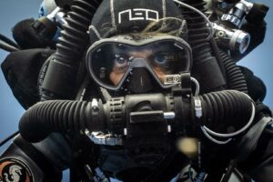 Fathom rebreather diver in Cozumel, Mexico
