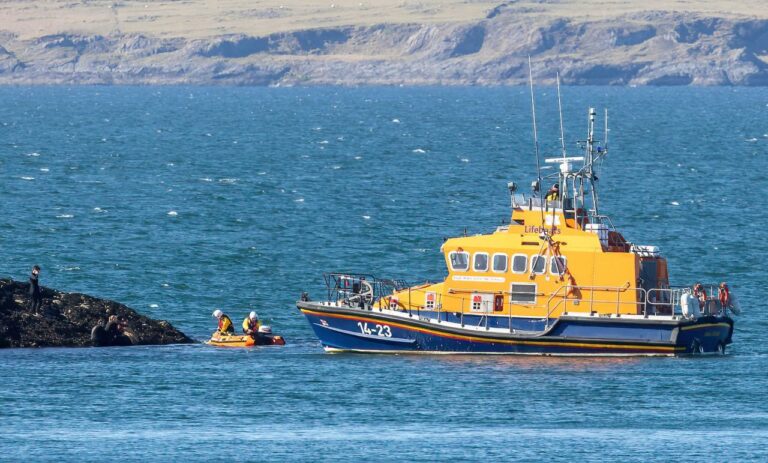 Oban lifeboat launches RIB to reach the casualty on Maiden Island (Stephen Lawson / RNLI)