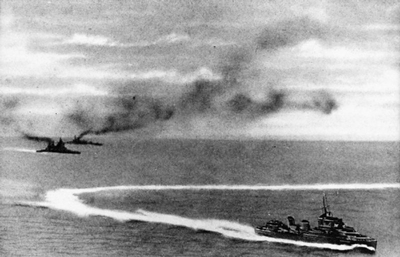 HMS Prince of Wales (top) and Repulse ships under attack by Japanese aircraft in 1941