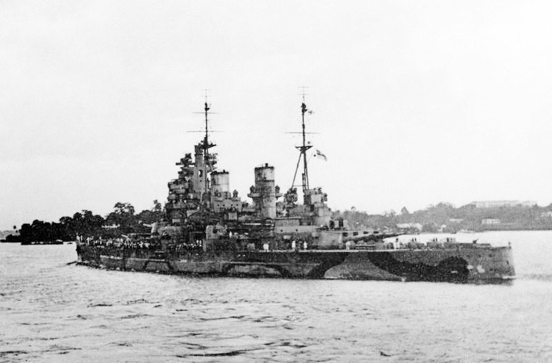 The Prince of Wales leaving Singapore in 1941