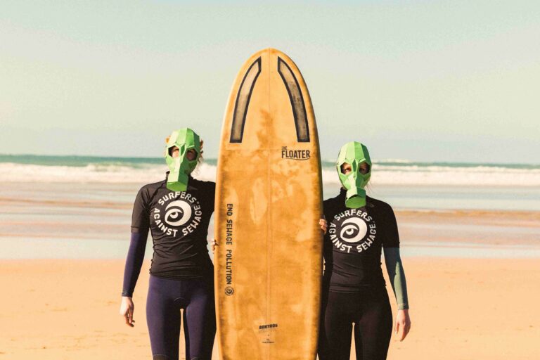 The SAS has worked with designer Niall Jones to develop the Floater, a surfboard soaked with raw sewage converted into resin and containing sewage water (SAS)