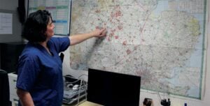 Sally showing how many cases they have treated around their area