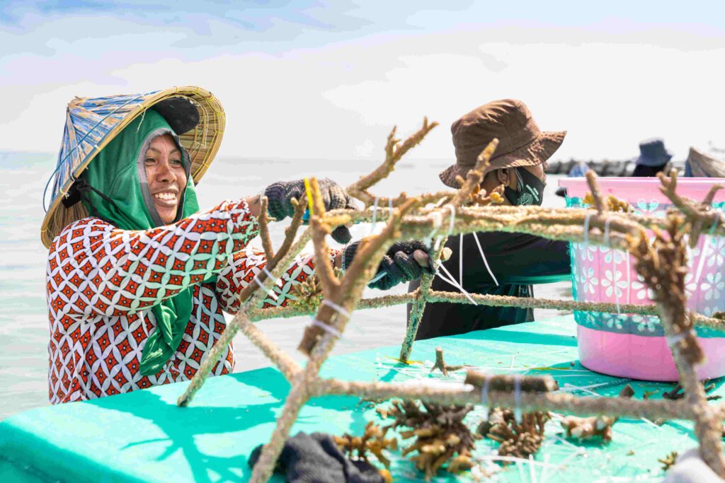 Community members participate in preparing the reef stars (Mars / Ocean Culture Life)