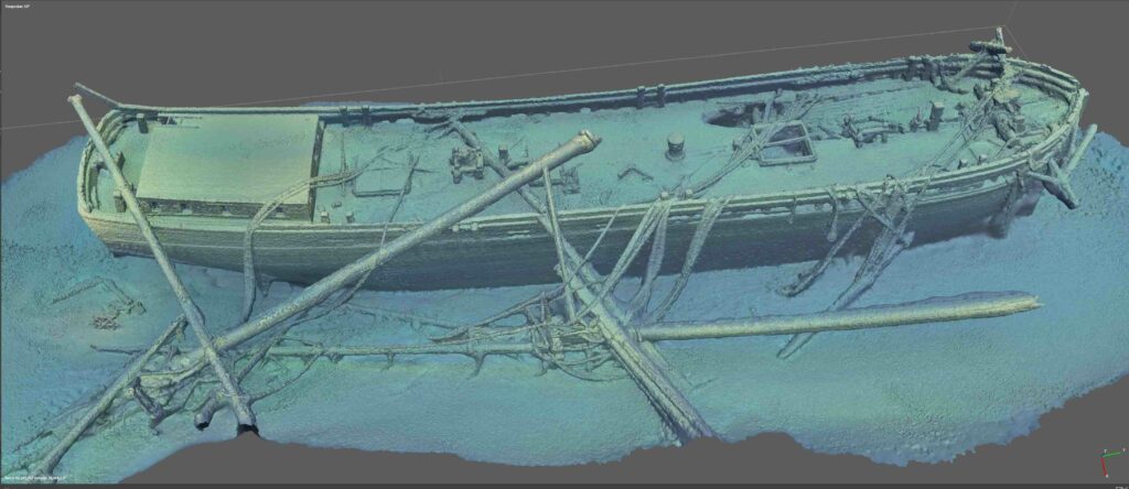 This is a 2D sample of a photogrammetry model created from 3600 still images Schooner Trinidad as she appears today