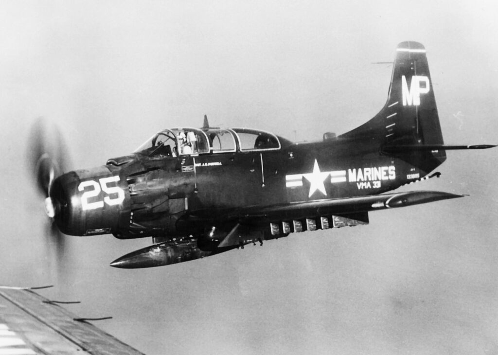 US Marine Corps Douglas AD-5 Skyraider in the mid-1950s. A crashed plane has been found off the Florida coast (US Navy)
