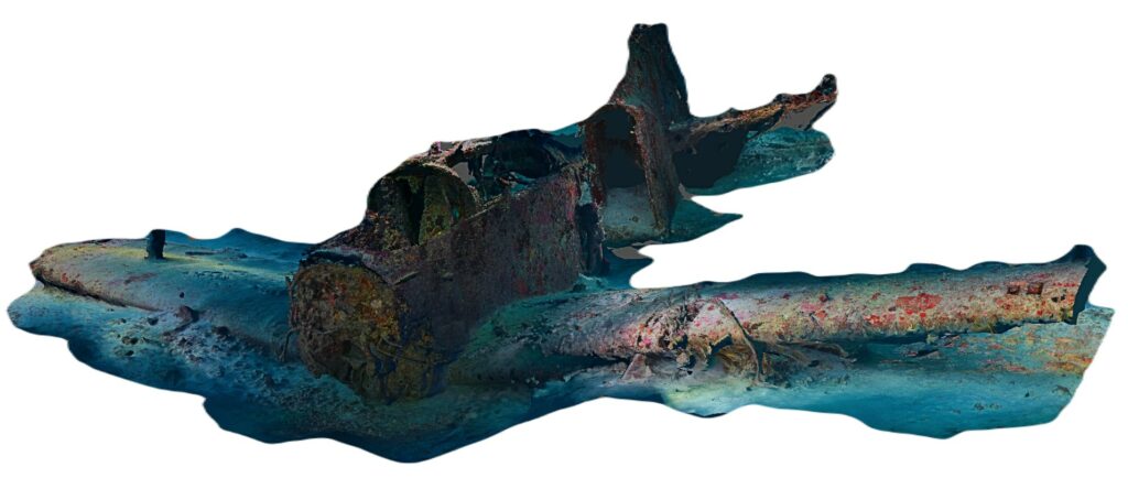 Conjoined photogrammetry model of the Skyraider wreck (Jimmy Gadomski)
