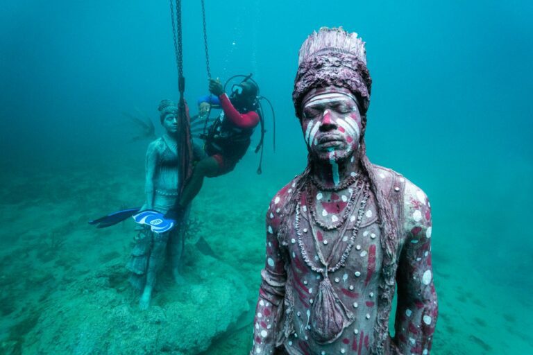 Wild Indian character in the underwater sculpture park (Jason deCaires Taylor)
