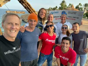 Freediver William Winram (left) and the team