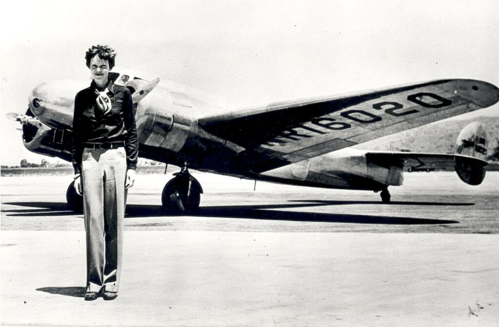 Amelia Earhart with the Electra in 1937 (Smithsonian Institution)