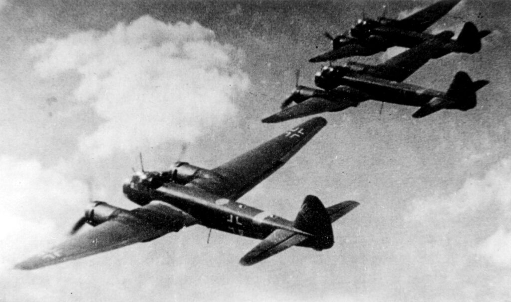 Graceful in formation, a squadron of Junkers-88 bombers (Peter Schenk)