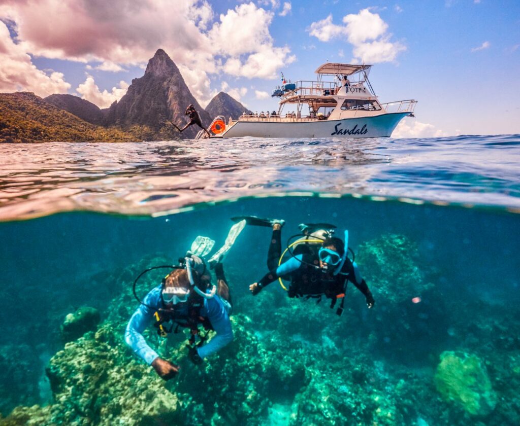 Diving with new Green Fins recruit Sandals in St Lucia