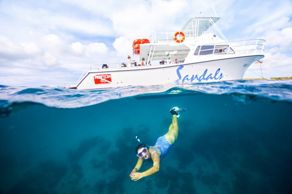 Sandals dive-boat in Curacao in the Caribbean