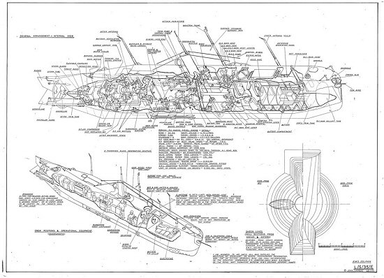 Plan drawings of the secret X-Craft