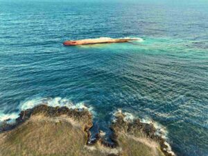 The abandoned barge soon after it was found (Office of the Chief Secretary)