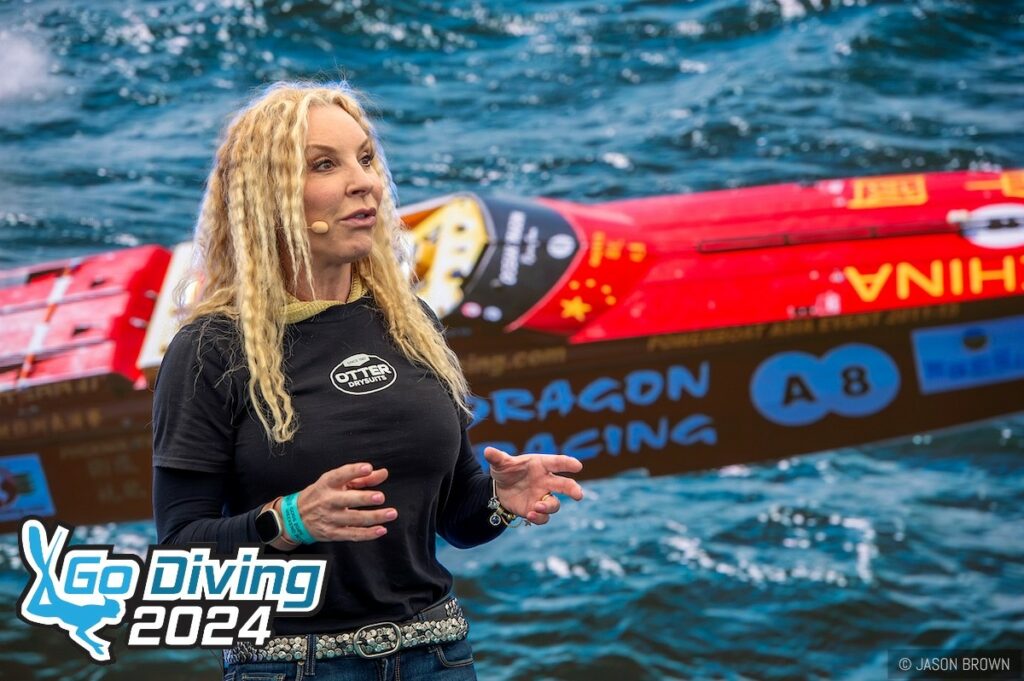 Sarah Donohoe, powerboat racer at powerhouse presenter
