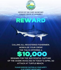 Toto oznámení o odměně za žraloky bylo později staženo