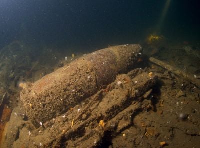 A shell on the wreck of the Lutzow