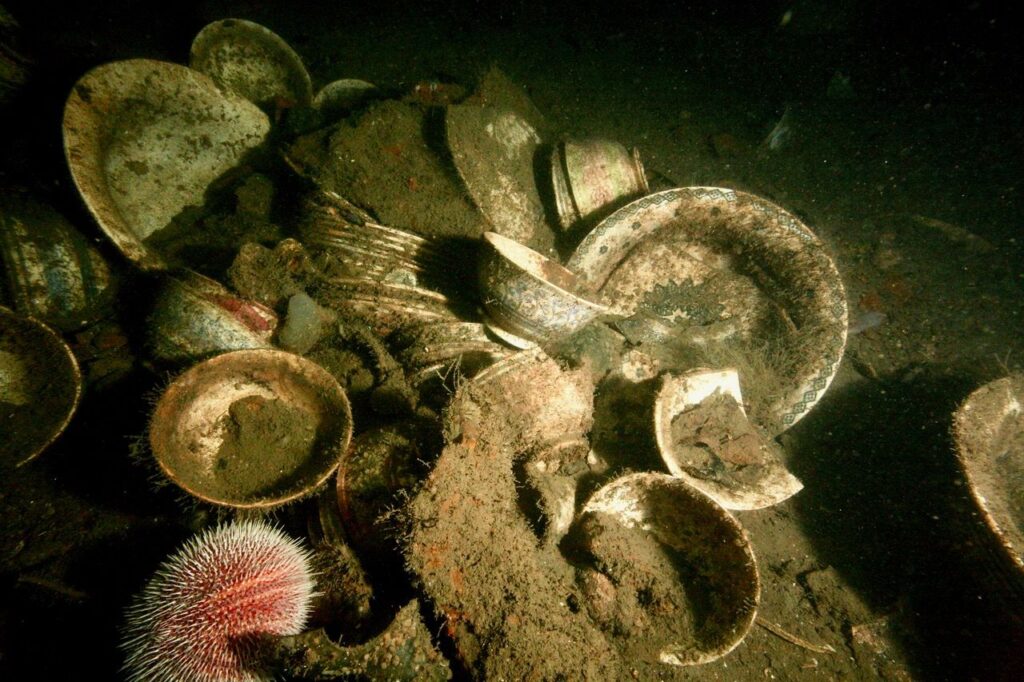 Eagle shipwreck saved Scottish treasures for 166 years 1 Ceramics found on the wreck of the Eagle off Arran