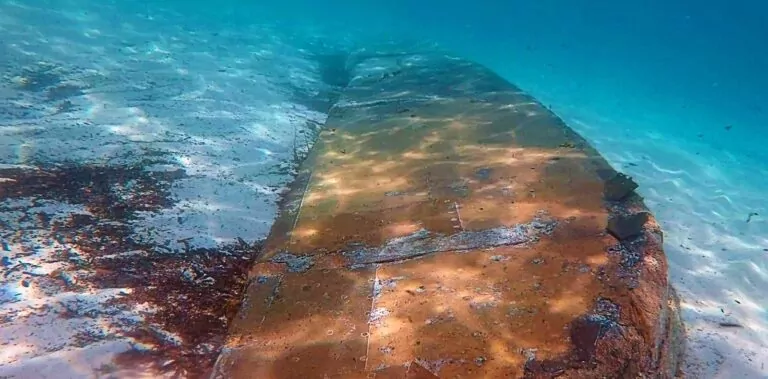 The 5m rudder, with metal plate over the timbers (Sicily Superintendence of the Sea)