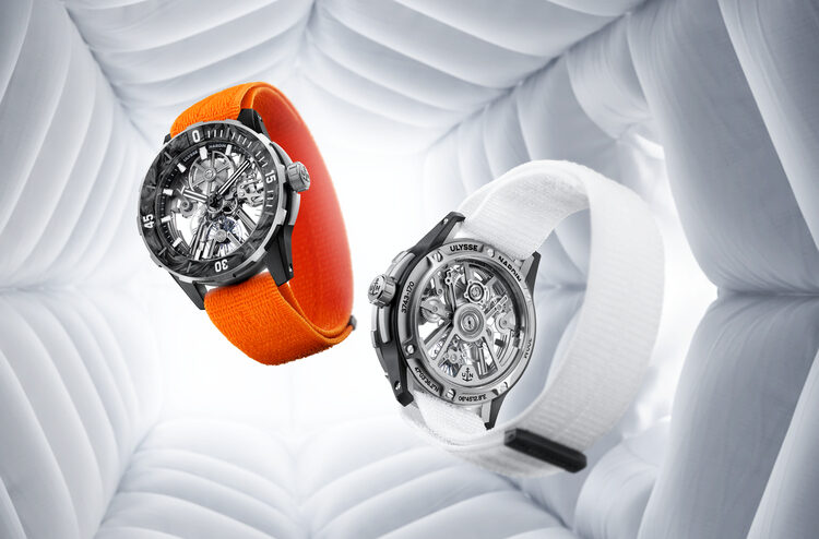 ساعة الغوص Ulysse Nardin Diver [AIR] فائقة الخفة مع أحزمة برتقالية وبيضاء