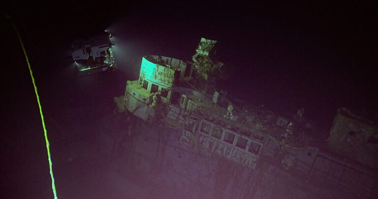 Exploring the WW2 aircraft carrier USS Yorktown at a depth of around 5,000m (NOAA Ocean Exploration, 2025 Beyond the Blue)