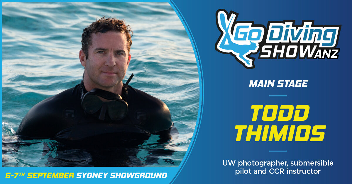 Inspireeriv veealune fotograaf Todd Thimios GO Diving Show'l ANZ-s