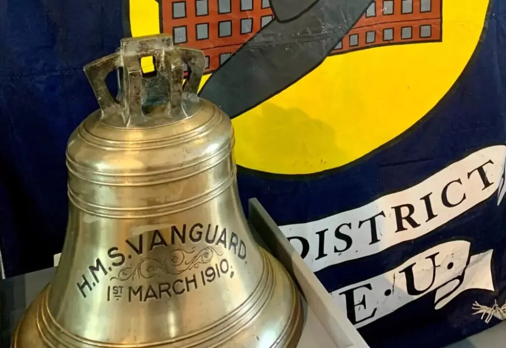 RN & Scapa museums get Vanguard artefacts raised 3 HMS Vanguard bell on display at Barrow's Dock Museum