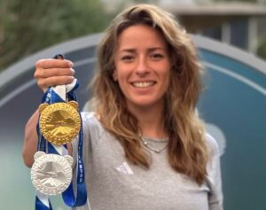 Torocsik won both gold and silver medals with her record-breaking breath-hold swims at the World Games