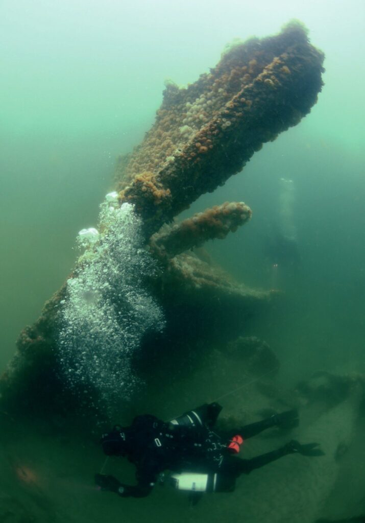 Rediscovering the North Wales Wreck: 19th-Century Collier Found Off the Norfolk Coast 1 The stern of the North Wales wreck discovered by divers off the Norfolk coast