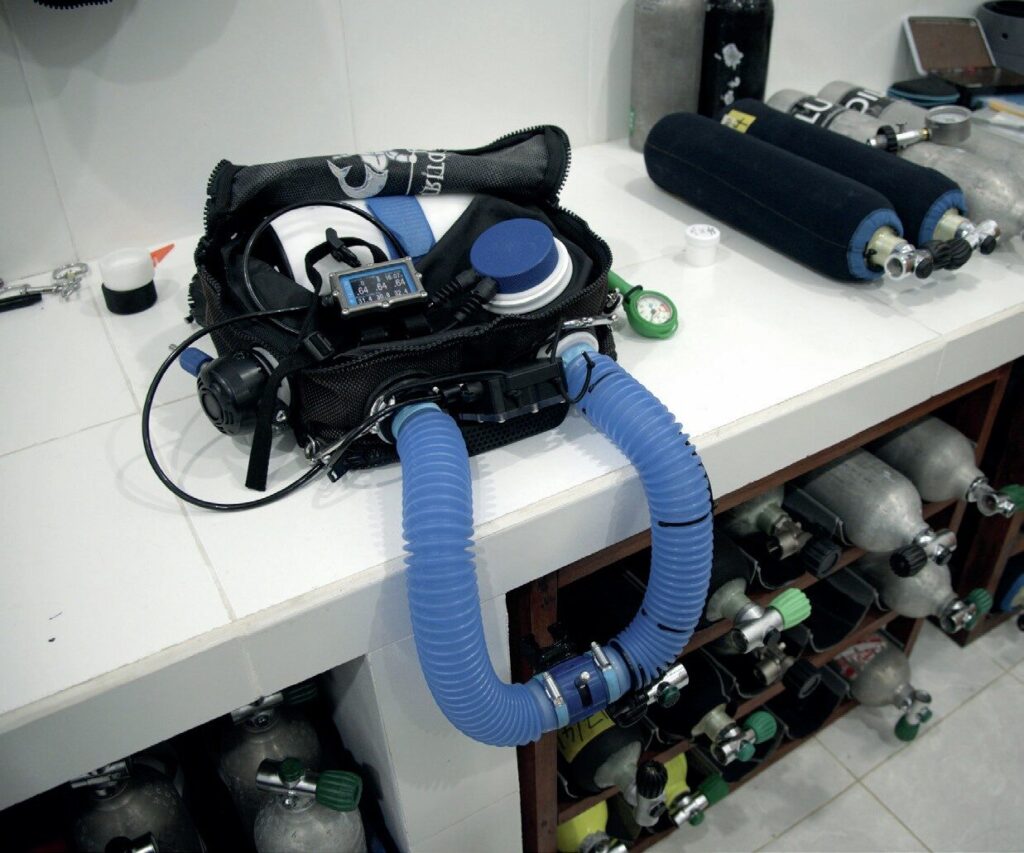 Entering the World of Closed Circuit: My Journey into CCR Diving and Rebreathers 8 The fully assembled Triton II CCR unit ready to dive