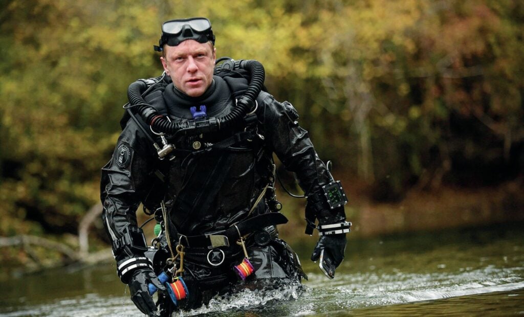 Andy Torbet in technical diving gear, or aciton man mode