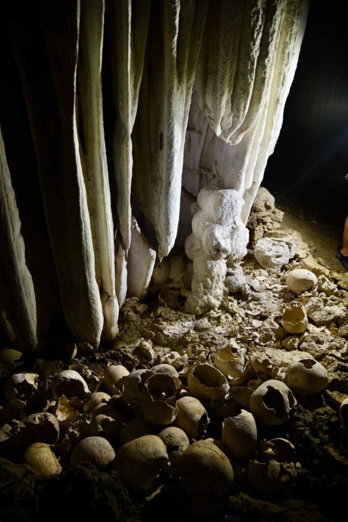 Stalactites and skull collection, Skull Caves